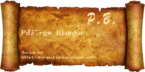 Pörge Bianka névjegykártya