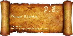 Pörge Bianka névjegykártya